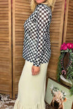 Southern Stitch  Sheer long sleeve women's top with checkered & cherry print XCH17026