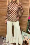Clearance -- Southern Stitch Cream High waisted ruffle flare women's pant  XCH17095(GS4)