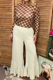 Clearance -- Southern Stitch Cream High waisted ruffle flare women's pant  XCH17095(GS4)