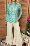 Southern Stitch Turquoise & Green paisley floral sheer women's top XCH17163 (IS6)