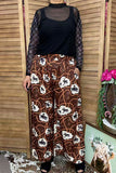 Southern Stitch Western Rodeo print wide leg women's pant XCH16982(GS1)