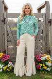 Southern Stitch Turquoise & Green paisley floral sheer women's top XCH17163 (IS6)