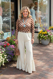 Clearance -- Southern Stitch Cream High waisted ruffle flare women's pant  XCH17095(GS4)