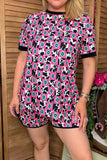 Western cow & jewel checkered top & shorts 2pc women's set XCH17094 XCH17094 CS2