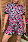 Western cow & jewel checkered top & shorts 2pc women's set XCH17094 XCH17094 CS2