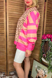 Southern Stitch Pink Stripe Leopard Long Sleeve Women top XCH16781 (DS6)