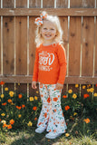 XCH0015-12 "ALL GOOD THINGS" top & floral pant 2pcs girls sets A6S4