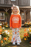 XCH0015-12 "ALL GOOD THINGS" top & floral pant 2pcs girls sets A6S4