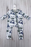 Golf cart pattern printed long sleeve baby romper XCH05037 A12S3