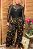 Southern Stitch Playing card printed wide leg women pant XCH17170