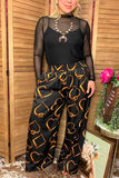 Southern Stitch Playing card printed wide leg women pant XCH17170