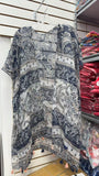 YZ192032 Navy blue & beige multi print kimono 3pc-$10