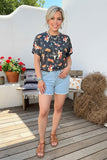 Plus western t-shirt Boots printed short sleeves grey women top YMY13805 (CS5)