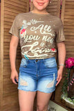 Southern Stitch Wshed blue ripped denim women's shorts S022 (IS3)