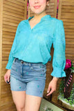 Women's shorts wholesale Blue denim shorts w/aqua cactus embroidery J527 IS7