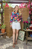 Buy women's shorts wholesale solid white with pockets & zipper BQ14633-2 (GS4)