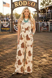 Southern Stitch Western print wide leg women overalls jumpsuit XCH17019 IS12