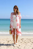 ZJ7276 Pink/white and red floral printed kimono 3pcs-$10 HS1