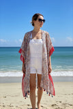 Red paisley printed kimono with tassels 3pcs-$10
