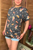 Plus western t-shirt Boots printed short sleeves grey women top YMY13805 (CS5)