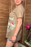 XCH14830 "ALL YOU NEED IS LOVE" tan short sleeve women t-shirt (CS4)