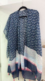 Navy blue & pink printed kimono with tassels 3pcs-$10 YZ225020 HS1