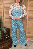 Blue checkered one piece casual women jumpsuit XCH16744