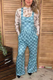 Blue checkered one piece casual women jumpsuit XCH16744