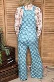 Blue checkered one piece casual women jumpsuit XCH16744