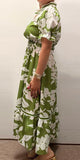 Southern Stitch Green floral print tiered short sleeve maxi dress GJQ16997(AS3)
