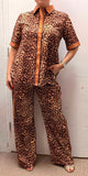 Southern Stitch leopard short sleeve top & pant 2pc women set GJQ17011 GS2