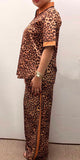 Southern Stitch leopard short sleeve top & pant 2pc women set GJQ17011 GS2