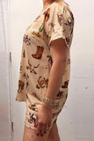 Clearance -- Western patterns print short sleeve top & shorts 2pc women set XCH16892