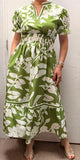 Southern Stitch Green floral print tiered short sleeve maxi dress GJQ16997(AS3)