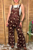 Western chic horse & stirrup print wide leg women boutique overall jumpsuit XCH17192 IS13