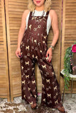 Western chic horse & stirrup print wide leg women boutique overall jumpsuit XCH17192 IS13