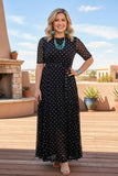 Western chic polka dots print mesh women's boutique dress Southern Stitch XCH17042