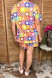 Western patchwork checkered top & shorts women's boutique set GJQ17239 CS9