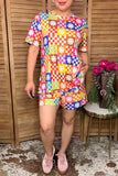 Western patchwork checkered top & shorts women's boutique set GJQ17239 CS9