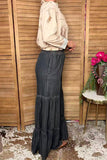 Western denim jeans wide-leg tiered ruffle women's boutique pant Soutern Stitch XCH17096