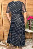 Western chic polka dots print mesh women's boutique dress Southern Stitch XCH17042
