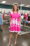 Trendy floral print baby doll short sleleve women's boutique dress Southern Stitch XCH16207