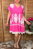 Trendy floral print baby doll short sleleve women's boutique dress Southern Stitch XCH16207