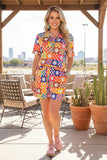 Western patchwork checkered top & shorts women's boutique set GJQ17239 CS9