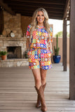 Western patchwork checkered top & shorts women's boutique set GJQ17239 CS9