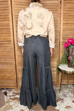 Western denim jeans wide-leg tiered ruffle women's boutique pant Soutern Stitch XCH17096
