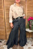 Western denim jeans wide-leg tiered ruffle women's boutique pant Soutern Stitch XCH17096
