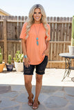 Chic orange short sleeve women's boutique top Southern Stitch GJQ10293-2 CS12