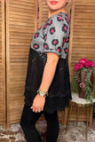 Western leopard printed & black sequin women's boutique top Southern Stitch XCH15731 BS5