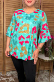 Western Leopard short sleeve women's boutique top Southern Stitch XCH14699 (ES6)